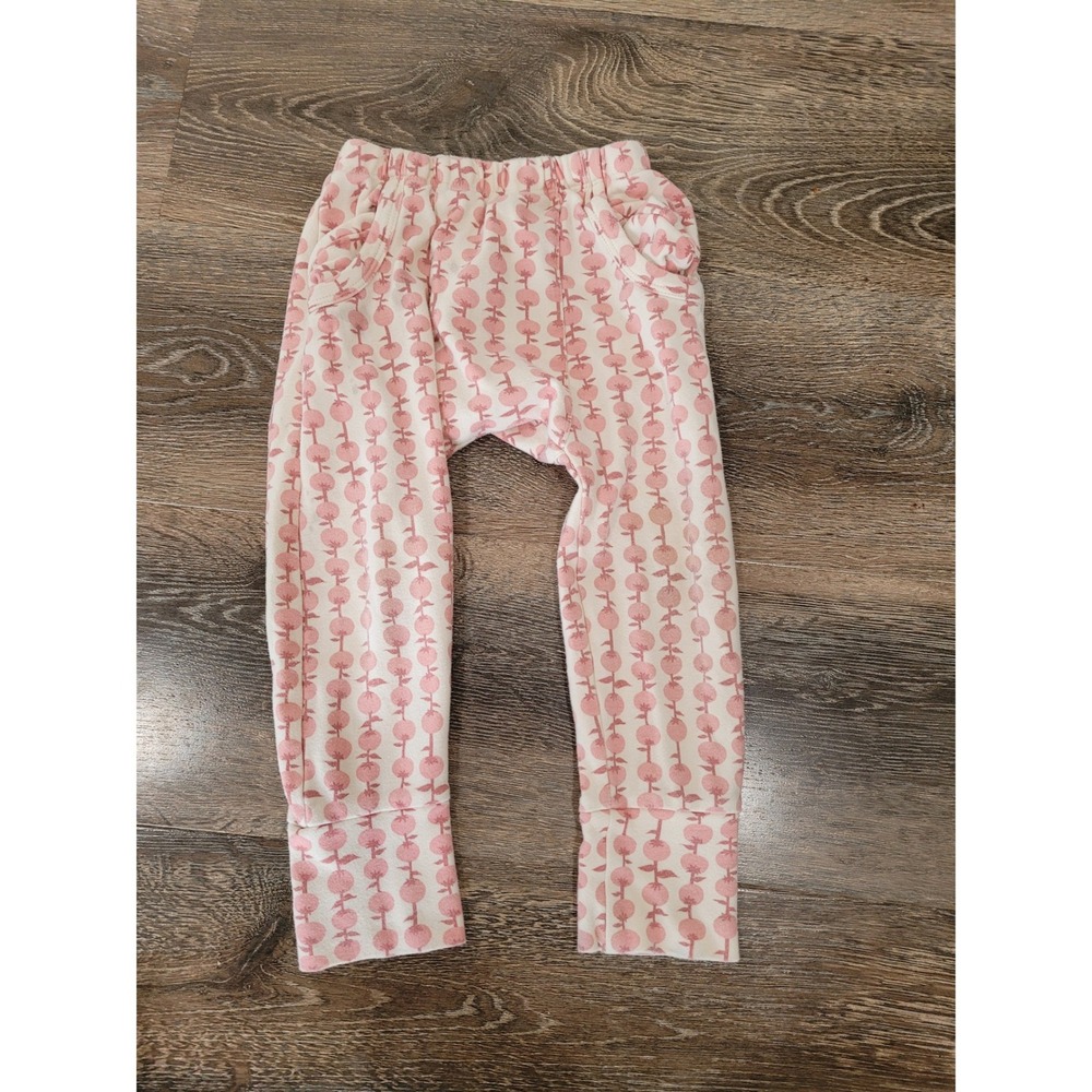 Kate Quinn Organic Cotton Pink Apple Print Harem Jogger Pants Toddler 3T #4